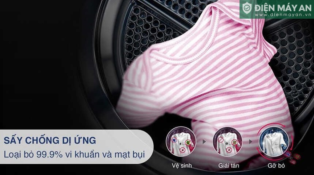 Máy sấy bơm nhiệt LG 9 Kg RB09NHP5W